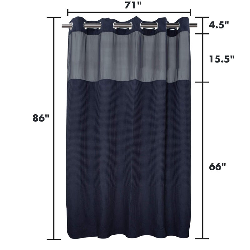 River Dream Navy Blue Fabric Shower Curtain Set, Cotton Blend, Waffle Weave, with Snap in Replacement Linerï¼Œ71 x 86 inches - Image 5
